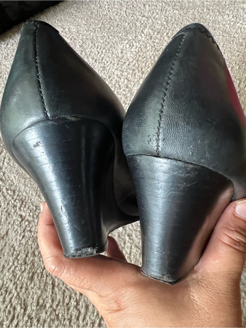 Tory Burch Sally Wedge Black Gold Logo Leather Heels Pumps Sz 9.5 - Picture 7 of 8